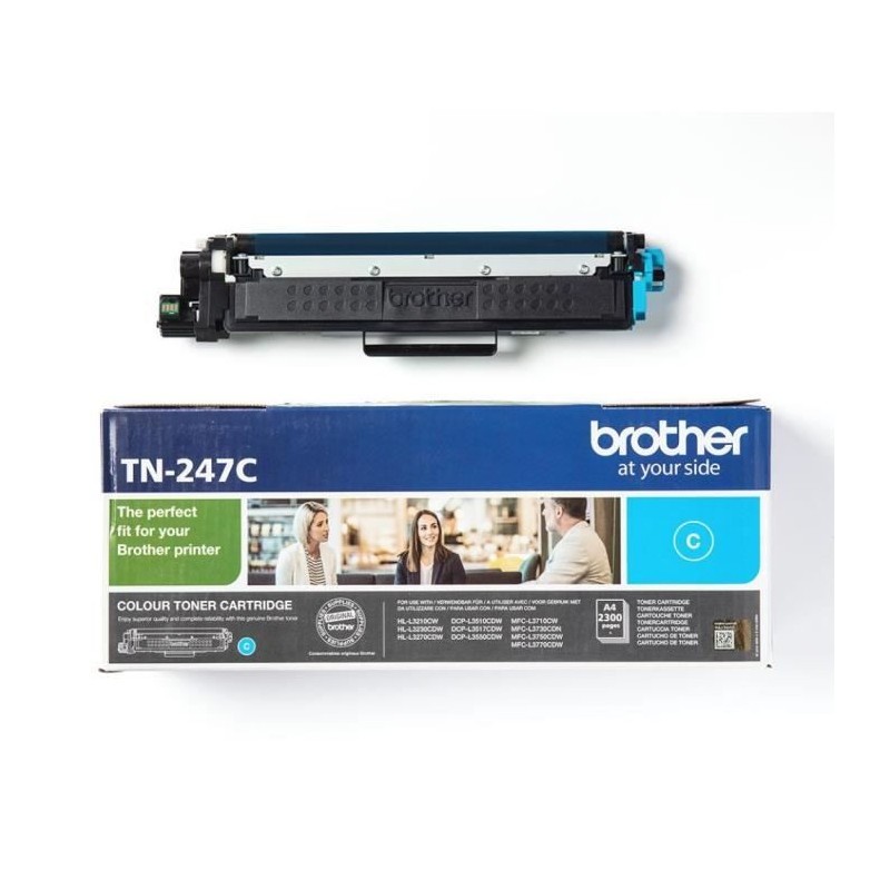 Toner cyan Brother TN247C 2300 pages pour stopper les pannes de cartouche vide