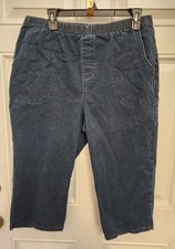 D CO DENIM CO Blue Denim Pull On Elastic Waist Cotton Capri Jean Pants Sz 1X