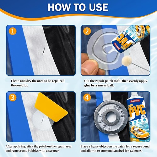 Pool Patch Repair Kit, Transparent Air Mattress Repair Kit Waterproof PVC Glue f - Picture 7 of 7