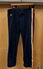 Vintage 1970s Hang Ten 10 Rainbow Stripe Track Pants Size XL Surf Beach Pleated