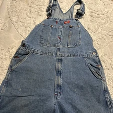 Vintage Dickies Overalls Size 34/30 Blue Denim Bib Carpenter Workwear Distressed