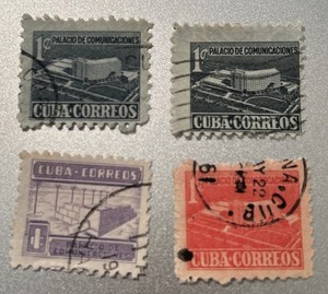 1937 1CUBA Set of 4 Used NH Stamps, Buildings of 1Cuba