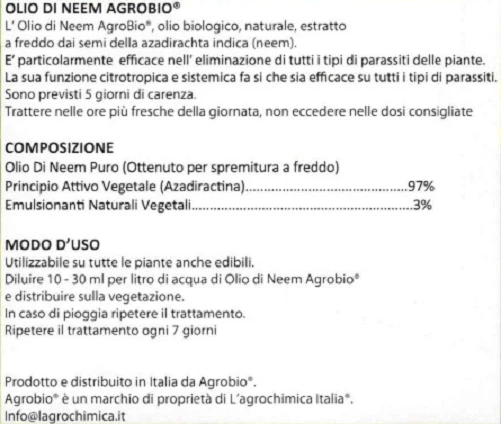 OLIO DI NEEM PURO BIOLOGICO ALTAMENTE SOLUBILE FLACONE DA 1 LITRO - Immagine 4 di 4