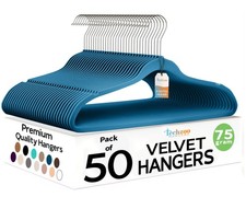 Premium Velvet Hangers 50 Pack Ultra Thin Non Slip Adult Felt Space Saving Sl...