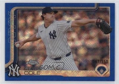 2025 Topps Chrome Logofractor Edition Blue Refractor 47/150 Gerrit Cole #110 0a6
