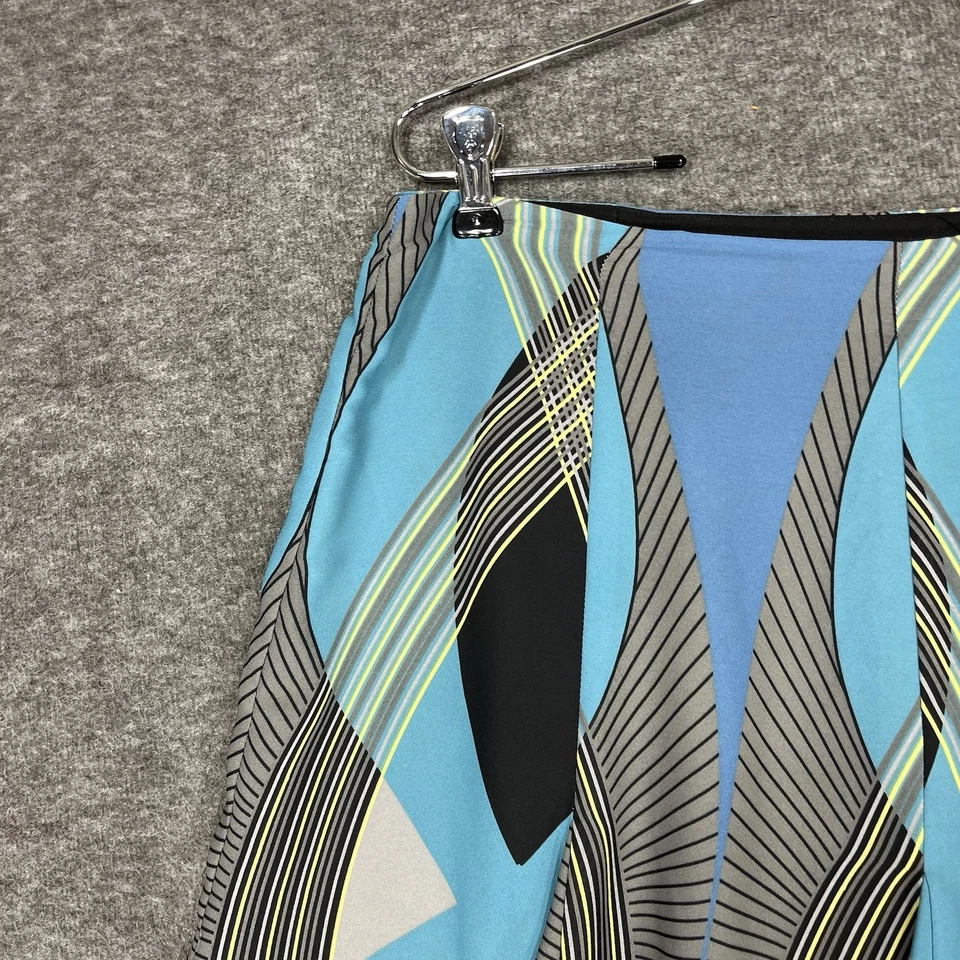 Emma James Midi Skirt Womens 10 Sheer Lined Chiffon Blue Black Abstract Striped - Image 4 of 4