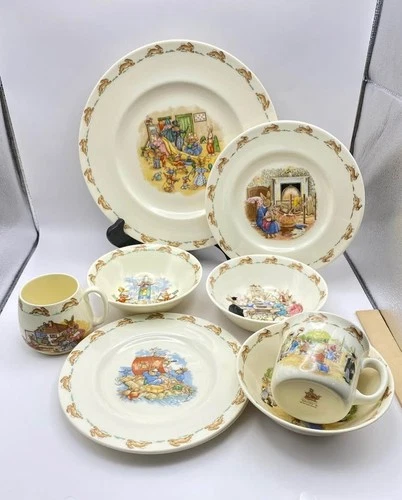 SET of 10 Royal Doulton Bunnykins China Made in England Cups, Bowls, Plates