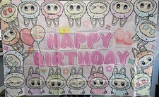 Cartoon Monster Birthday Party Photo Backdrop Banner Nylon BIG 5 X 3 FT