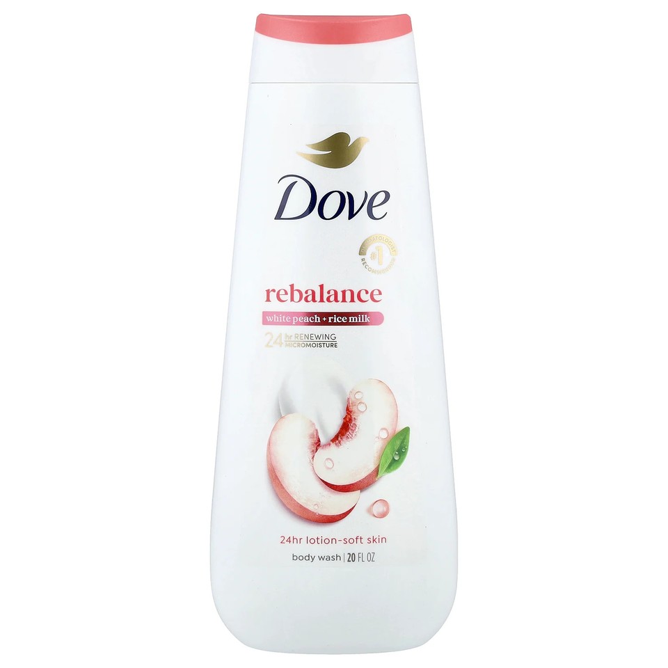 Rebalance Body Wash, White Peach + Rice Milk, 20 fl oz