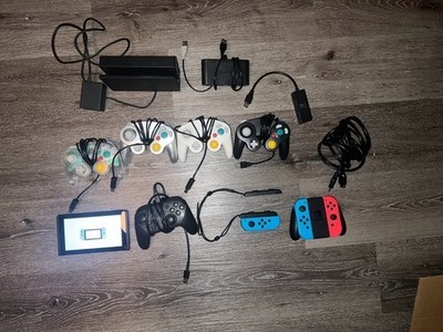 Nintendo Switch HAC-001 Bundle: Pro Controller, Joy Cons, Gamecube, Enet adapter