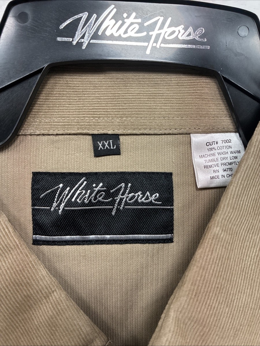 New Men's White Horse Brown Long Sleeve Pearl Snap 2XL H-53 | eBay