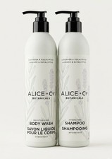 2 Bottle Bundle ALICE Co Botanicals BODY WASH  SHAMPOO Lavender  Eucalyptus
