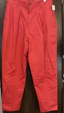 NWT Vintage 80s Essentials Petite High Waisted Pleated Pants 14 Red/Cora W28/L27