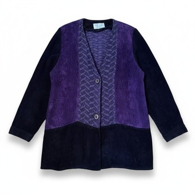 Priest Lake Exotics Sharon Berube Handwoven Art to Wear Purple Cardigan Jacket