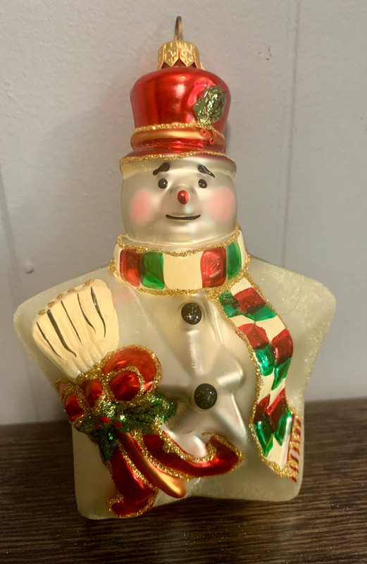 Vintage Kurt Adler Polonaise Glass Hand Blown Snowman Christmas Ornament