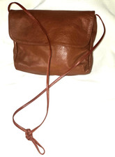 Leather Purse, EUC Vintage, Camel Brown, Small, Side Slit Pockets, Flap  Zipper