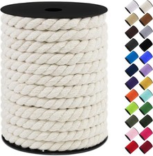 Cotton Macrame Cord 10mm x 75ft, Thick Macrame Rope Yarn, 3 Strand Twisted Cotto