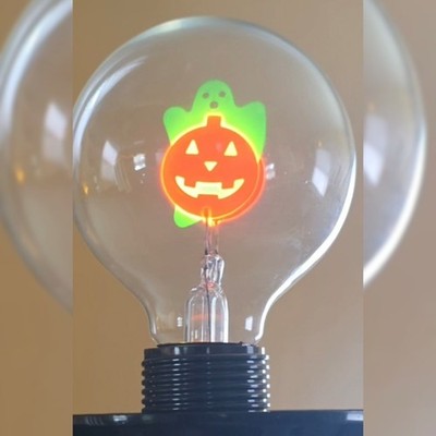 Vintage Aerolux Light Bulb Ghost Pumpkin Green & Orange Neon Glow NIB 2002 RARE