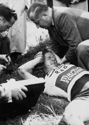 Tour du Lac Leman 1953 Fatal fall of Jakob Schenk Switzerland Old Photo