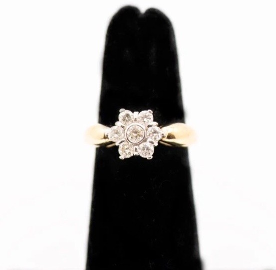 アンティーク 14kゴールド ダイヤモンド 花リング Vintage 14k Gold and Diamond Diamond Floral Daisy Ring | eBay