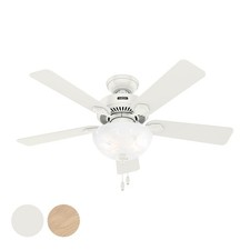 Hunter Fan 44 inch Fresh White Indoor Ceiling Fan with Light and Pull Chain
