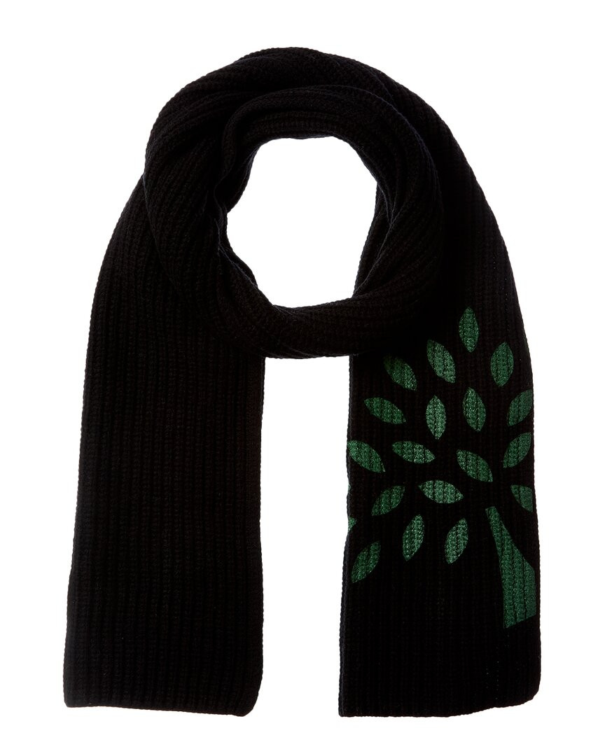 Шерстяной шарф шелковичной вязки Женский черный 24890₽