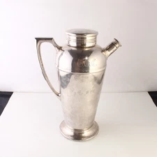 Universal Silver Plate Cocktail Martini Shaker VTG Art Deco Barware Monogram 11"