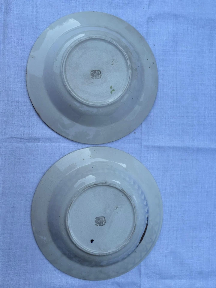 Anciennes assiettes faïence bleue – Manufacture Impériale et Royale de Nimy – - Photo 2/2