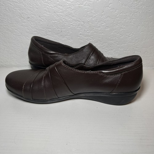 Clarks Everlay Tara Loafer Women Size 7.5M Brown Leather Shootie Monk Strap Shoe - Picture 6 of 9