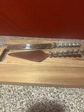 Wedding Cake Knife Server Set Clear Stone And Silver Color