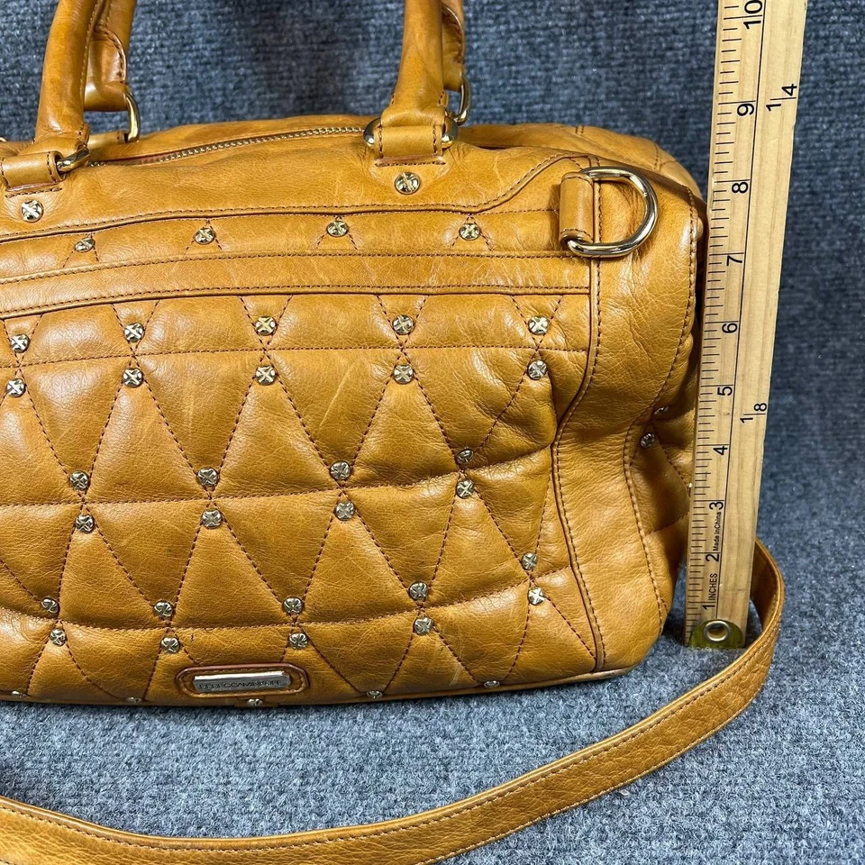 Rebecca Minkoff выстеганная горчица желтый кожаный чехол сумка с заклепками и длинный Str - Изображение 4 из 4