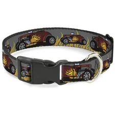 Plastic Clip Collar Hot Rod w/Flames Large 15-24"