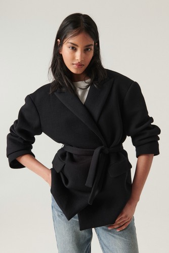 NWT ba&sh Baby Jacket Black Women’s Size Small Belted Preppy $495 Lapel Classic
