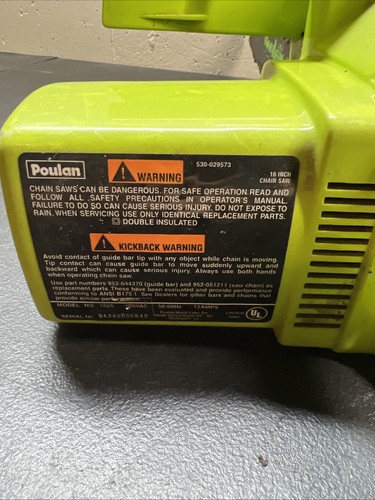 Poulan Electric Chainsaw 1625 16" Works Good - Picture 7 of 17