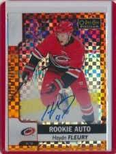 2017-18 O-Pee-Chee Platinum Rookie AUTO Orange Checkers Haydn Fleury /15