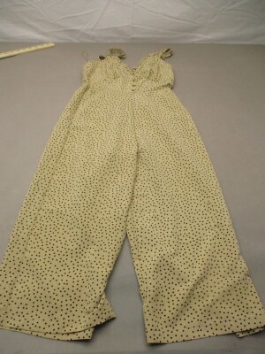 TOPSHOP Size 2P Womens Beige Polka Dot 1/2 Button Ruched Cami Jumpsuit 519 