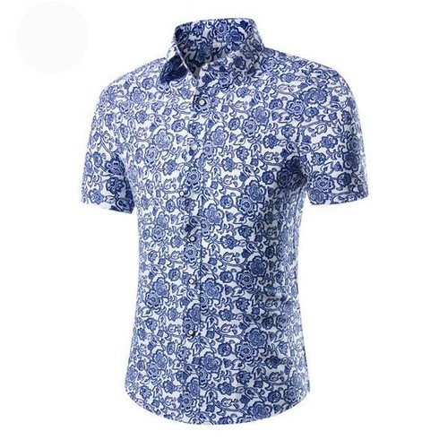 Casual tops stylish floral formal dress shirt luxury summer men's short sleeve - Picture 16 of 32