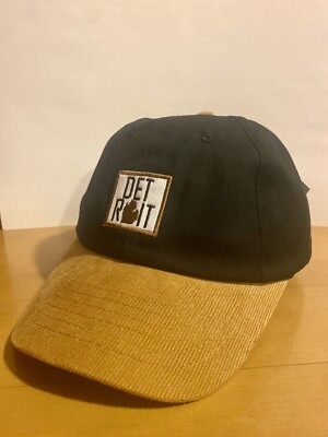 Jovan Jane Women s SnapBack Detroit Hat - Corduroy Black/Cognac BNWT Designer