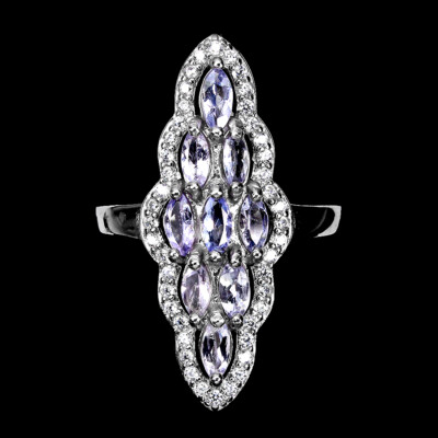 925 Sterling Silver Ring Marquise Tanzanite Natural Gemstone Jewelry