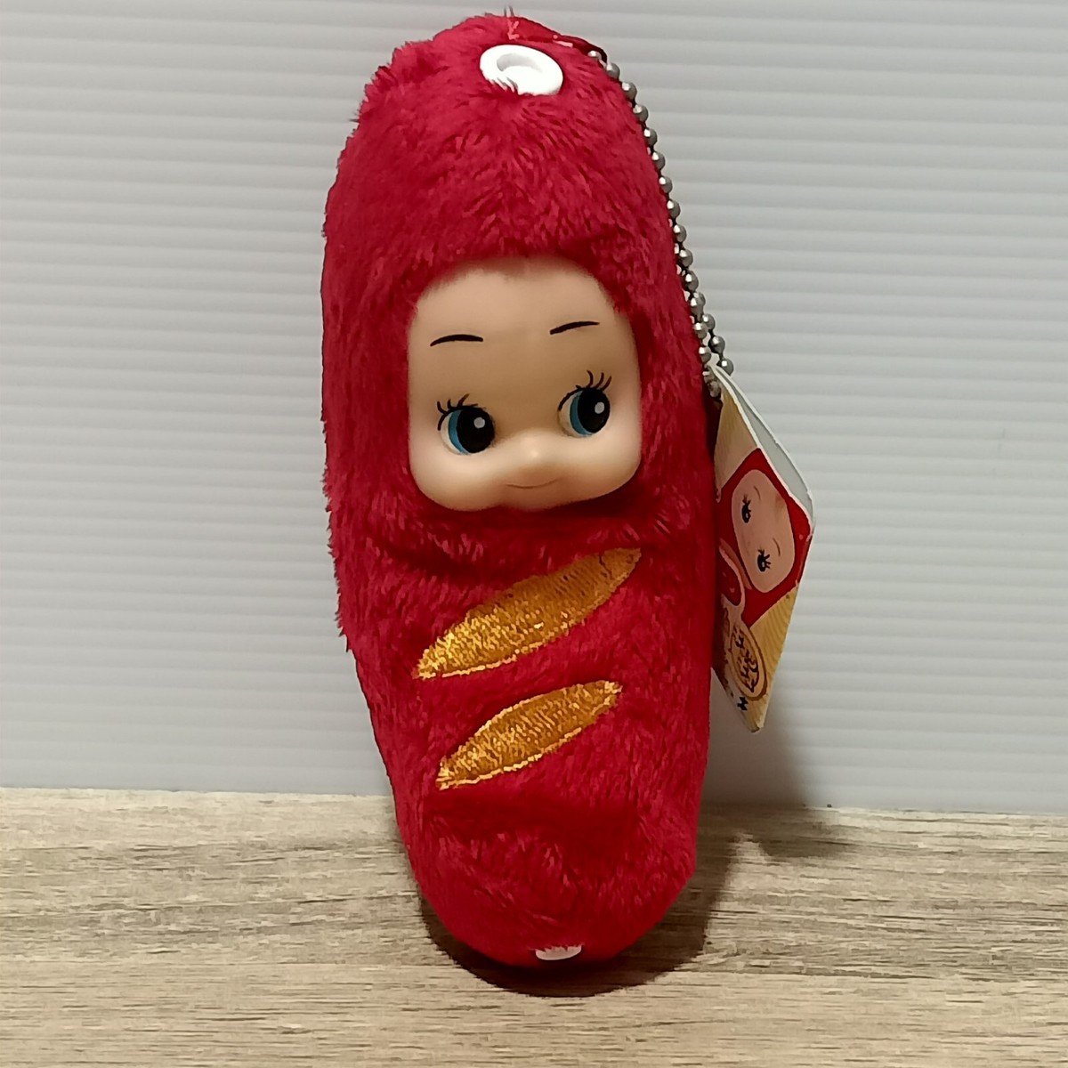 Kewpie Sausage Vinyl Face Red Plush Toy Figure keychain 5.5