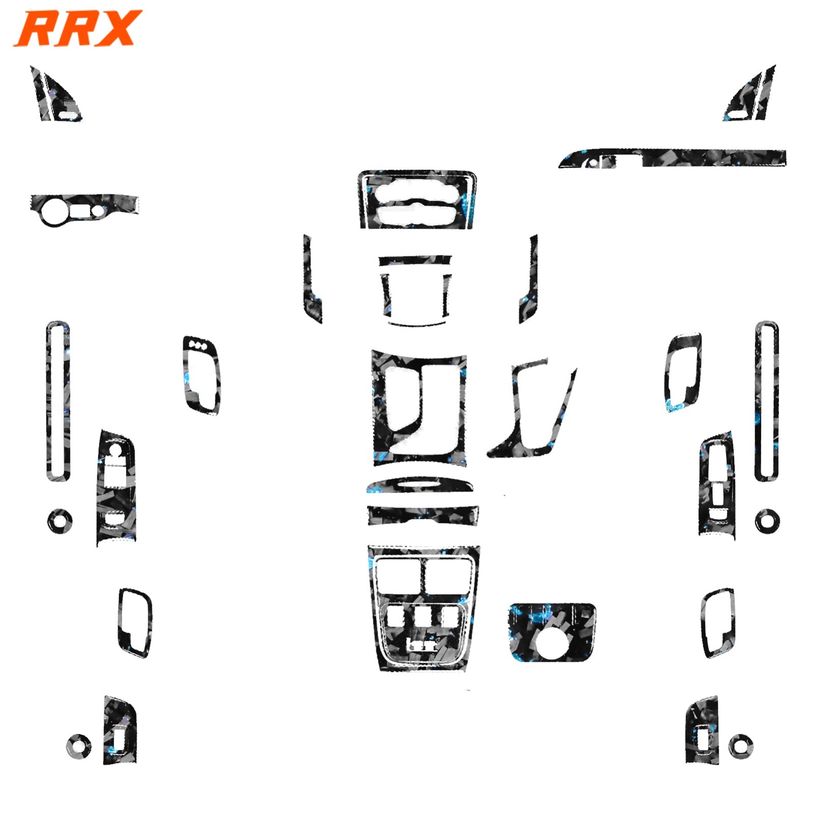 44Pcs Blue Forged Carbon Fiber Kits Full Interior Trim For Dodge Charger 15-22