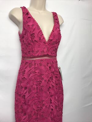 Nicholas Azalea Lace Plunge Midi Sleeveless V Neck Dress Fuchsia Fuchsia Size 6 | eBay Nicholas Azalea Lace Plunge Midi Sleeveless V Neck Dress Fuchsia Fuchsia Size 6 | eBay