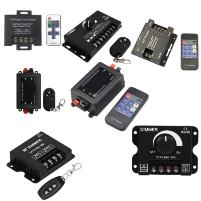 DC 12V 24V 3Key 11Key LED Single Color Dimmer 8A 20A 30A Wireless Remote Control