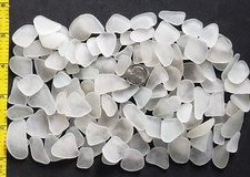 FLAWLESS PURE BEACH SEA GLASS SURF TUMBLED WHITE CLEAR SNOW HALF POUND GOOD N01