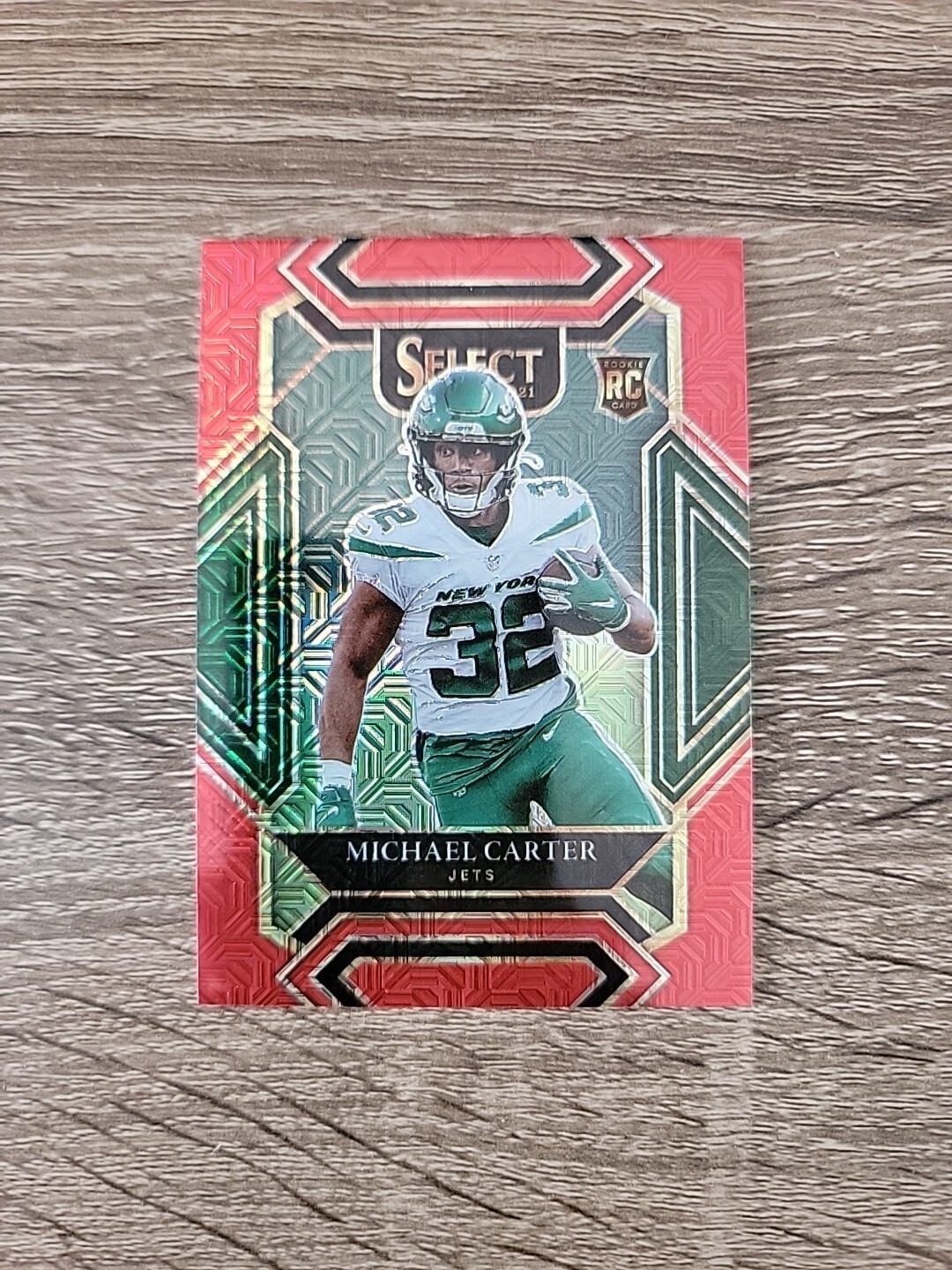2021 Panini Select Michael Carter 44/49 Club Level Red Mojo Prizm RC Jets #271