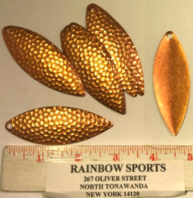 WORM SPINNER BAIT BLADE WILLOW LEAF #6 HAMMERED COPPER plate  3'' long