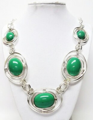 Stone Mint & Silver Necklace