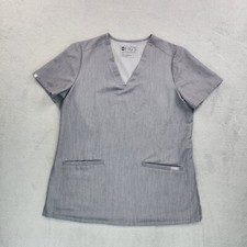 Figs Casma Top Womens Small Graphite Gray Three Pocket Scrub V-neck Darted Back