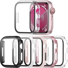 Haojavo 5 Pack Case with Tempered Glass Screen Protector for Apple Watch Series 