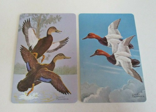 Patos salvajes en vuelo - Tarjetas intercambiables - Fondos grises y azules - De colección - Años 70 - Imagen 2 de 4